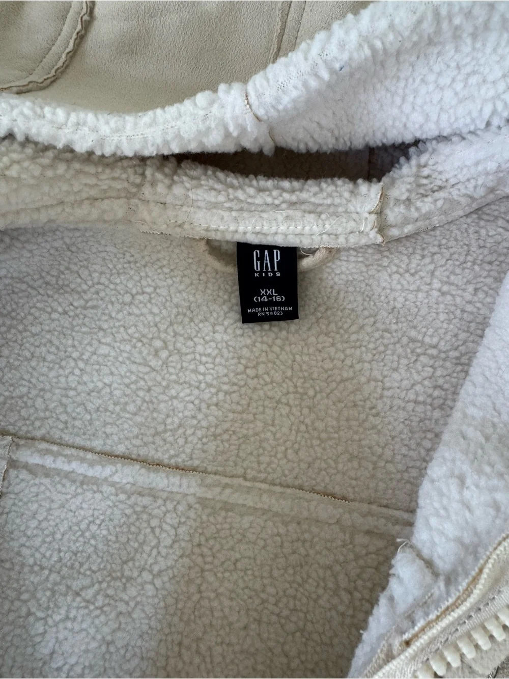 GAP Kids Cream Hooded Faux-Suede Shearling Jacket - XXL (14/16)